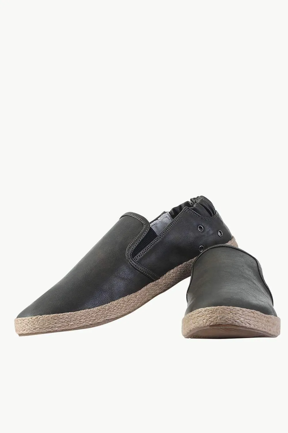 Stretchable Faux Leather Espadrilles