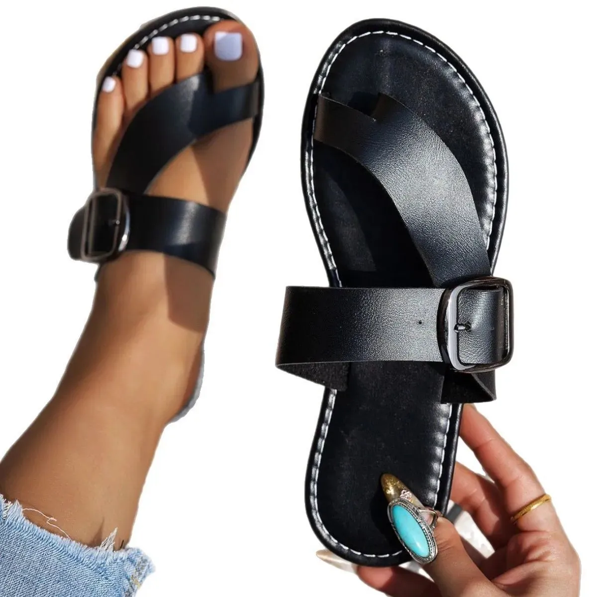 Toe Loop Flats Sandals