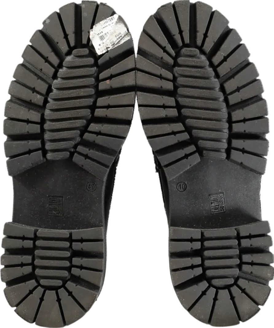 Urban Outfitters Black Platform Leather Loafers UK 7 EU 40 👠