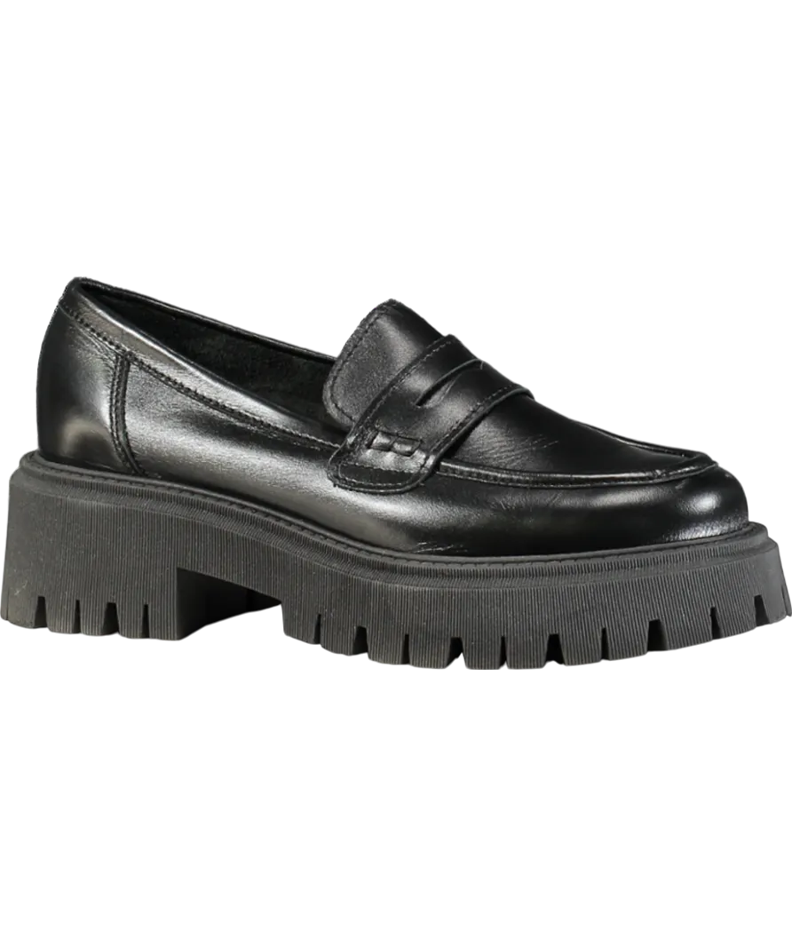 Urban Outfitters Black Platform Leather Loafers UK 7 EU 40 👠