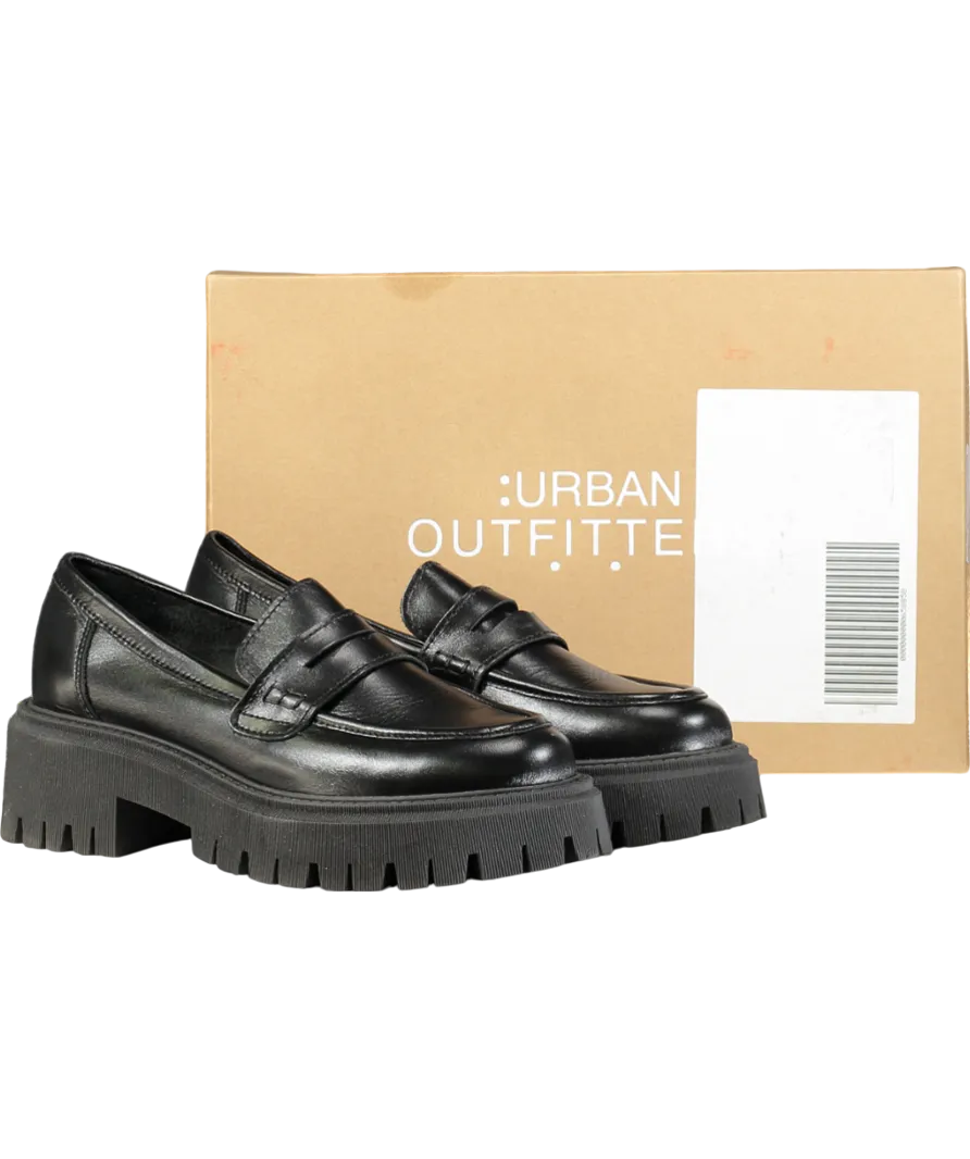 Urban Outfitters Black Platform Leather Loafers UK 7 EU 40 👠