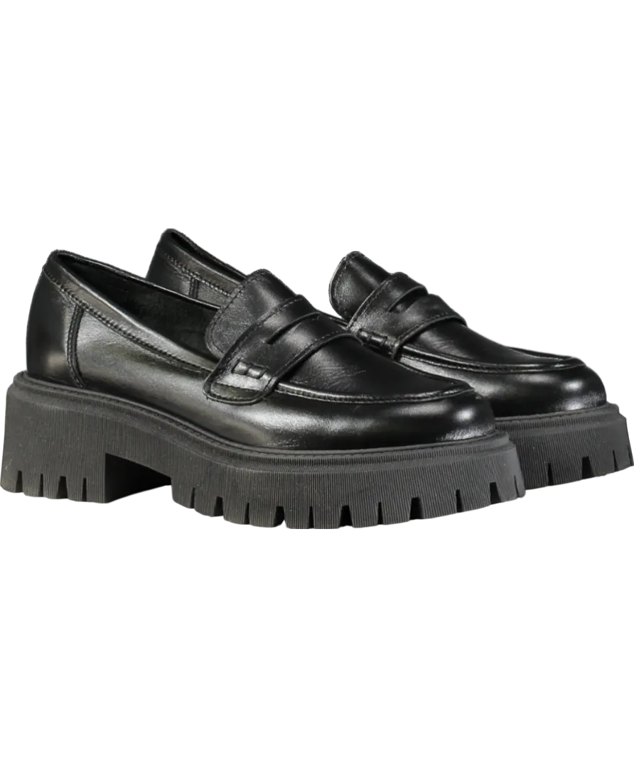 Urban Outfitters Black Platform Leather Loafers UK 7 EU 40 👠