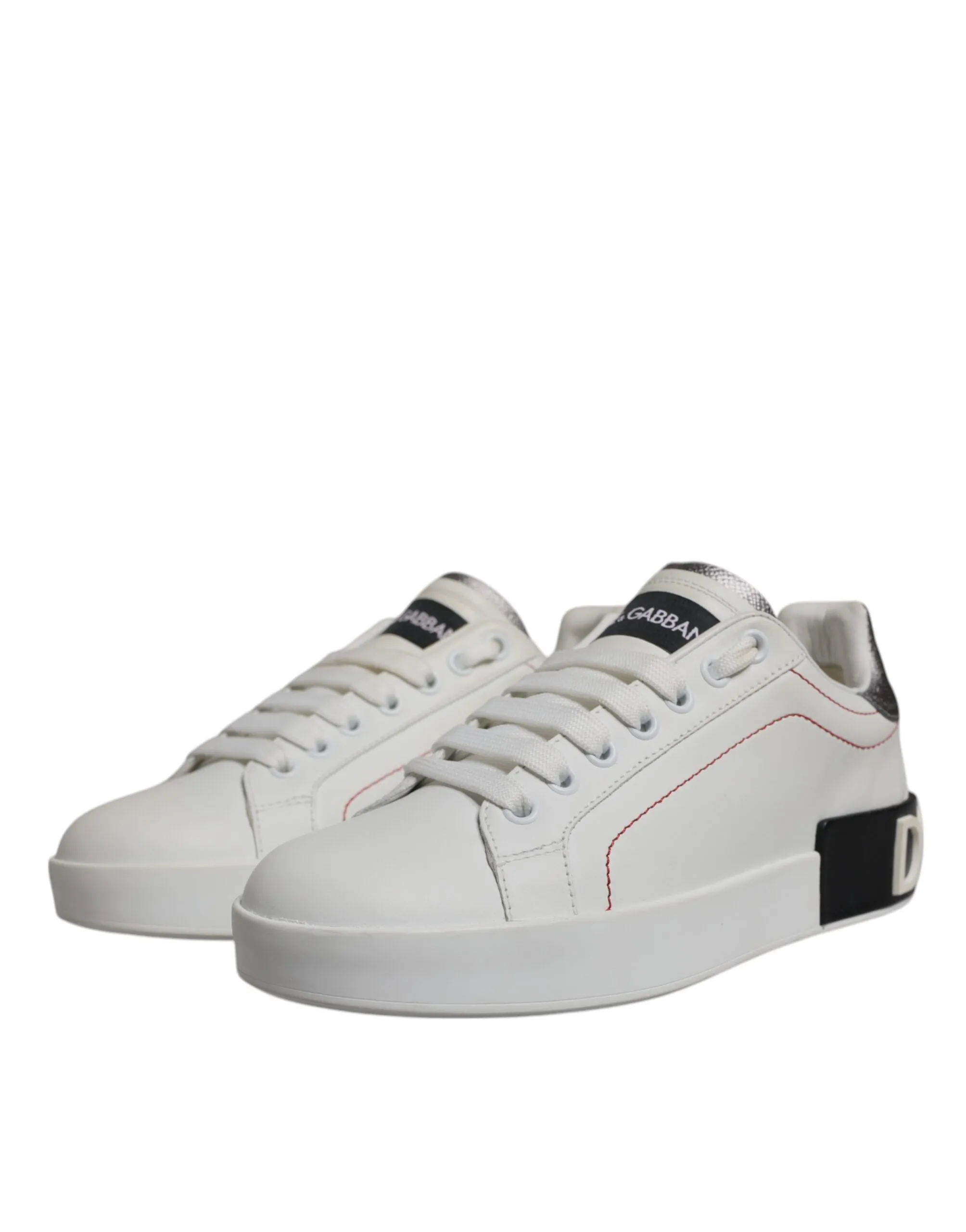 White Silver Leather Portofino Sneakers Shoes