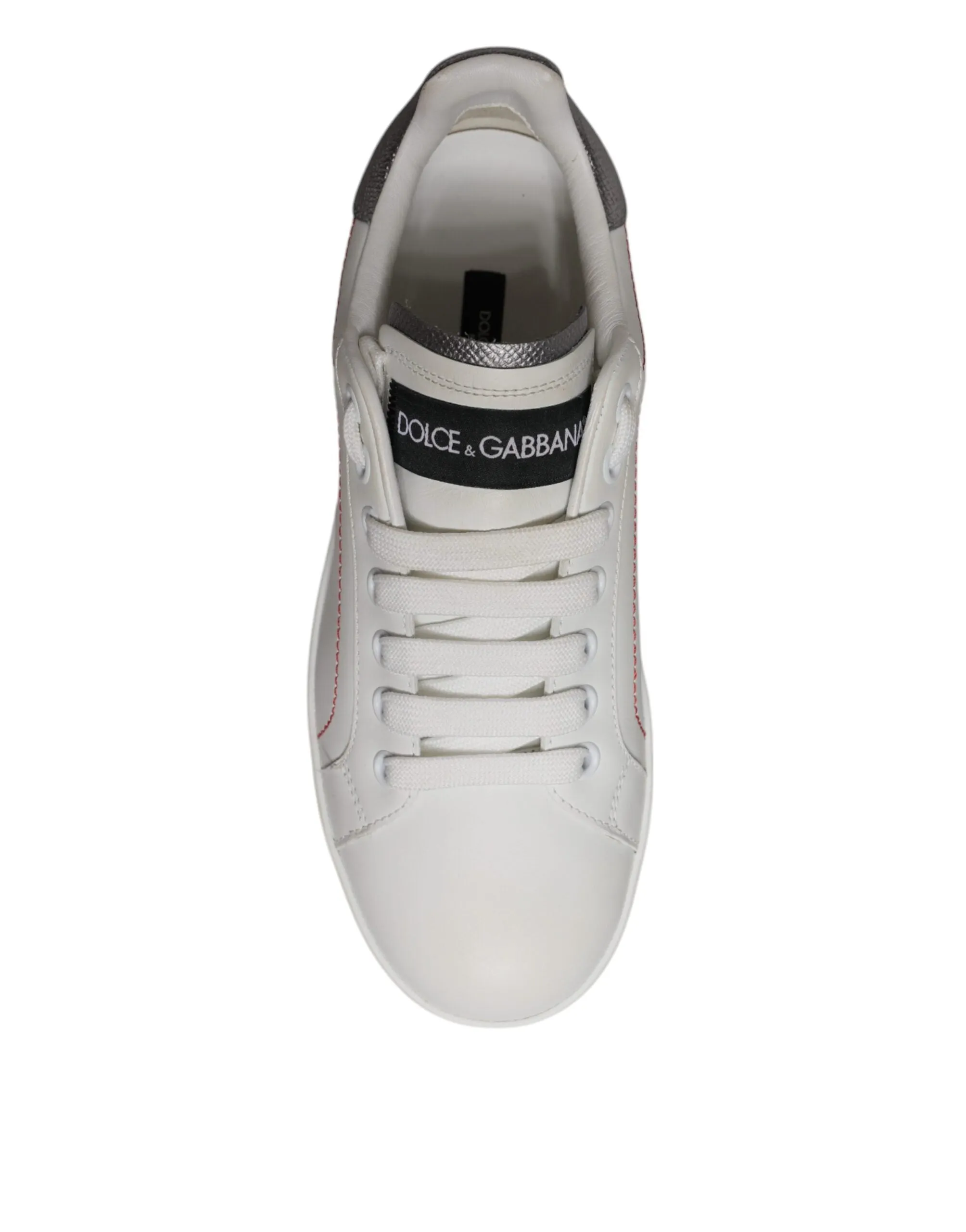 White Silver Leather Portofino Sneakers Shoes