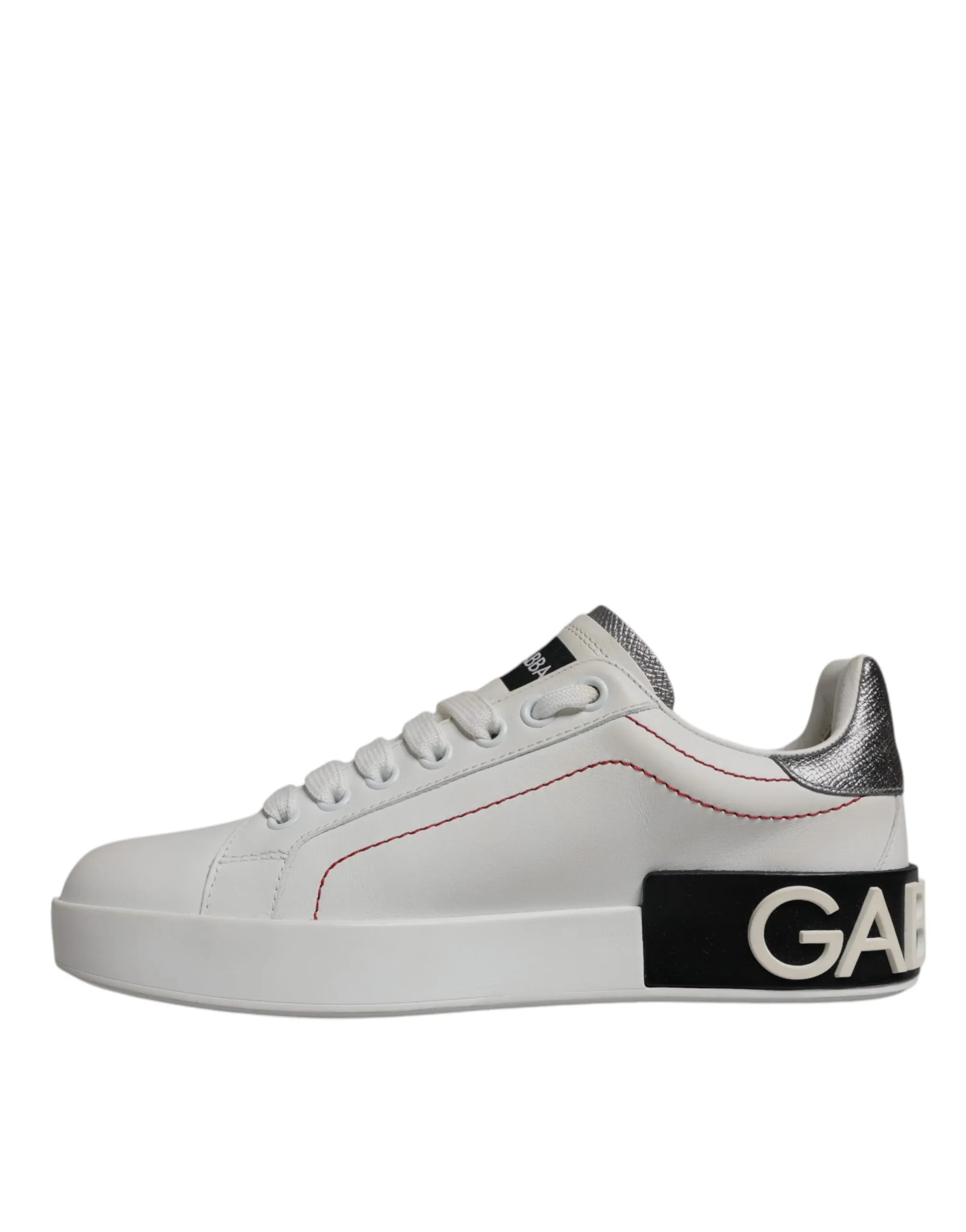 White Silver Leather Portofino Sneakers Shoes