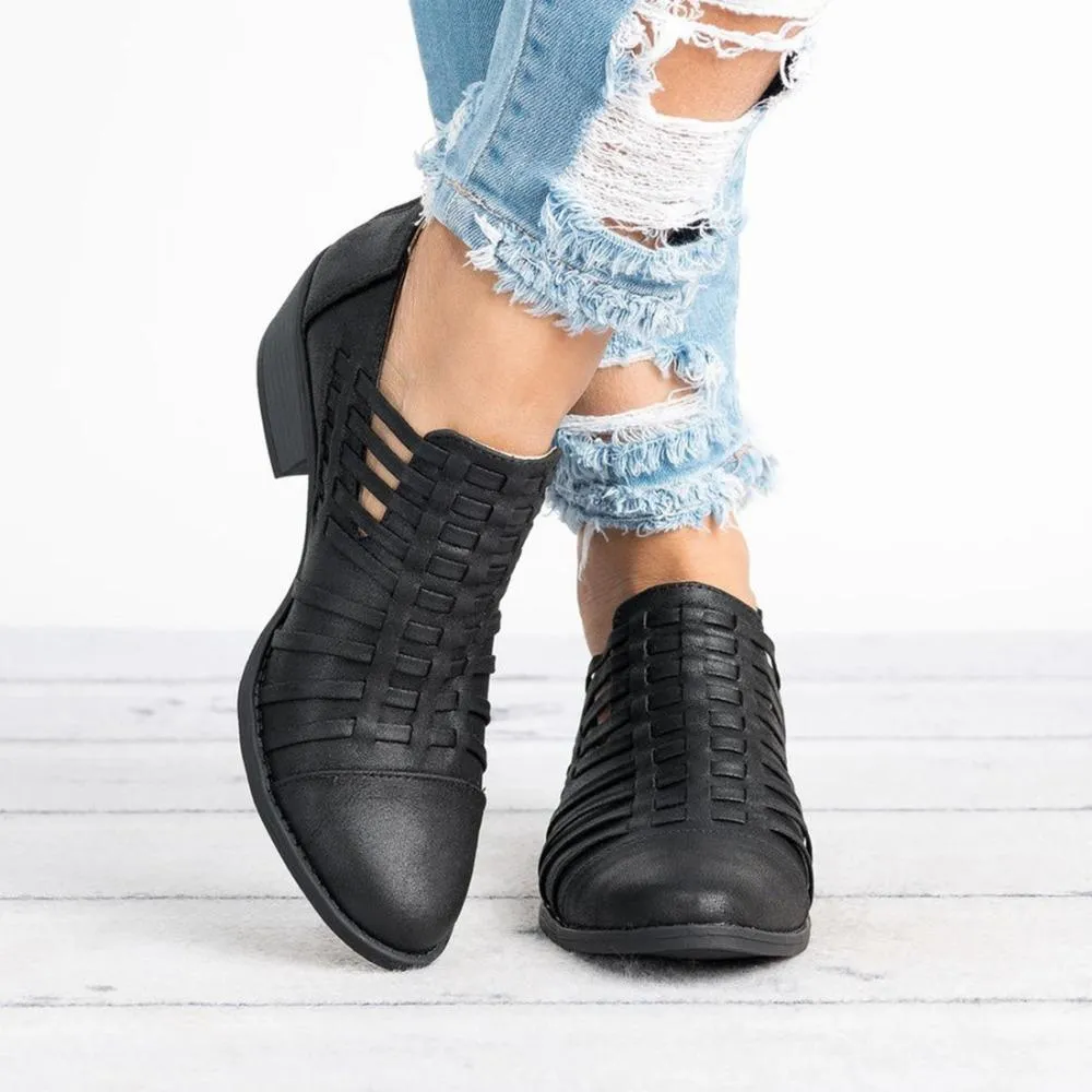 Women leather shoes Zip Fashion Heels Loafers