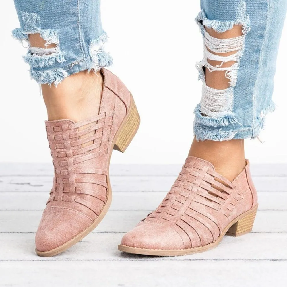 Women leather shoes Zip Fashion Heels Loafers