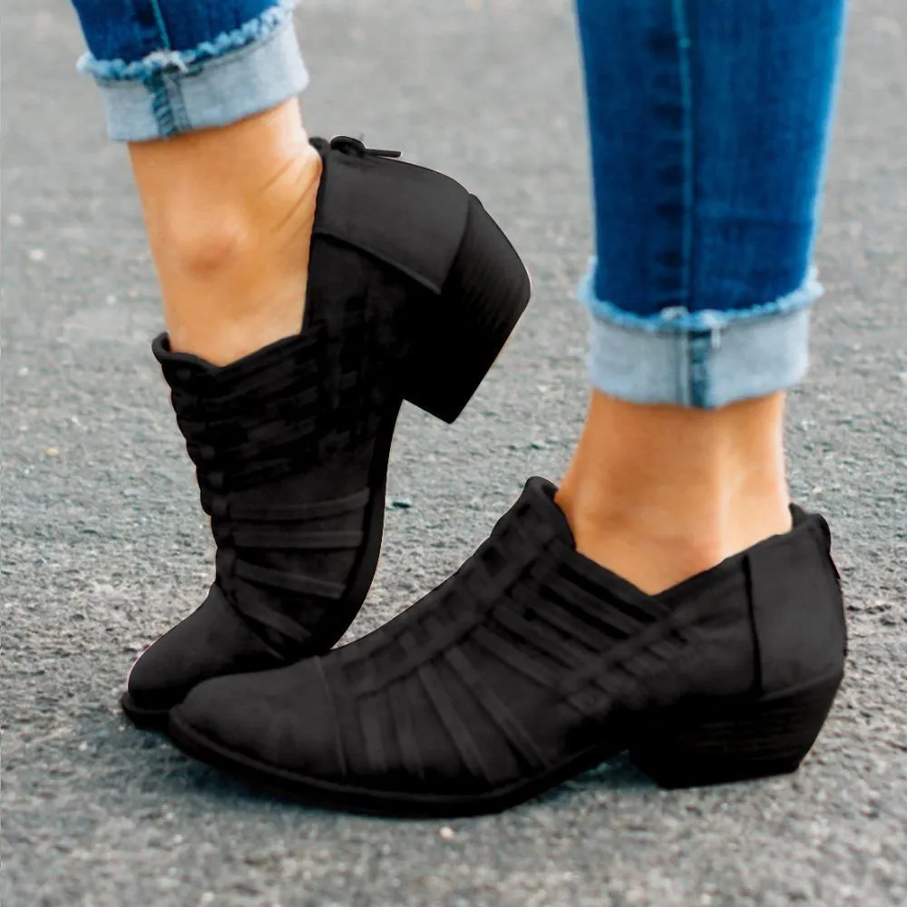 Women leather shoes Zip Fashion Heels Loafers