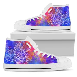 Womens Watercolor Lotus High Top.